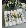 Подарочный набор сервировочных салфеткок с вышивкой Botany, лен, 6 шт
