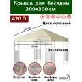 Крыша тент для беседки с окантовкой и пришивным клапаном 300х300 см Оксфорд 420д, молочная