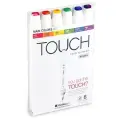 Набор двухсторонних маркеров на спиртовой основе TOUCH TWIN brush 6 штук (основные цвета) в пластиковой упаковке