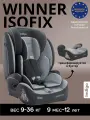 Автокресло бустер 2 в 1 WINNER ISOFIX 9-36 кг, группа 1,2,3, темно-серый, светло-серый