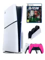 Игровая приставка Sony PlayStation 5 Slim, с дисководом, 1 ТБ, 2й геймпад розовый, зарядная станция, Fifa 26