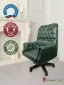 Кресло руководителя Монте, натуральная кожа, 200 кг, зеленое (Pino kelato)
