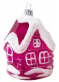 Елочная игрушка домик С елкой, розовый, 80 мм, Елочка С 1627-роз