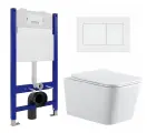 Комплект 3 в 1 инсталляция Enio Tecnico 50 EN8050050 + Подвесной унитаз SinteSi BALTI + кнопка белая матовая Quadro