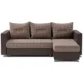 Угловой диван-кровать Ария раскладной 225х78х150 см правый угол Корфу коричневый и экокожа шоколад