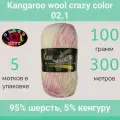 Пряжа Color City Kangaroo wool crazy color 02.1 (100г/300м, упаковка 5 мотков)