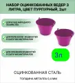 Оцинкованное ведро 3 л, набор 2шт, цвет пурпурный