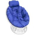 Кресло детское Папасан мини с ротангом M-Group белое / синяя подушка