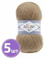 Пряжа для вязания крючком, спицами Alize Ализе LanaGold 800, средняя, акрил/шерсть, цвет 466, темно-бежевый, 5 шт. по 100 г, 800 м