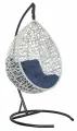 Подвесное кресло-кокон VALENCIA серый + каркас (темно-синяя подушка Relax)