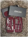 Маникюрный набор, ZINGER, MS-7105, 7 предметов, чехол бордовый крокодил