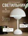 Лампа настольная/Светильник прикроватный Bauhaus + адаптер на евро вилку Ростест (Белый)