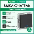 Выключатель одноклавишный Schneider Electric Atlas Design с подсветкой, карбон ATN001013 2 штуки