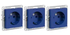 Розетка с заземлением Systeme Electric AtlasDesign 16А, механизм, АКВАМАРИН ATN001143 (комплект 3 шт.)