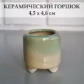 Керамический горшок для суккулентов и кактусов / Керамический горшок для цветов. Зеленый/желтый