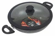 Сотейник-вок Panairo Harfe Black, 28 см, с крышкой и съемными ручками (HA-WOK-28-S2-K. sil)