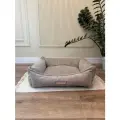 Лежанка со съёмным чехлом Pets Parking, S (65x50 см), для кошек и собак, велюр, гипоаллергенный холлофайбер, бежевая