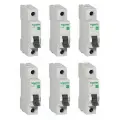 Автоматический выключатель Schneider Electric Easy9 1P 6А (C) 4.5кА 6 штук