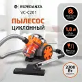 Пылесос для дома бытовой ESPERANZA VC-С201 с контейнером 1,8 литра, мощностью 2200w, шнуром длиной 5м и с 2 насадками. Цвет: оранжевый
