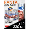 Fanta Orange Zero Sugar, 0.33 л, 12 шт, slim-банка (газированный напиток Фанта Апельсин X-Box, без сахара, Польша)