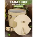 Деревянное ведро в баню и сауну с крышкой 10л из липы с пластиковой вставкой для запаривания веника - Пар Парыч