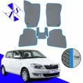 Автомобильные коврики EVA/ЕВА/ЭВА для Skoda Fabia 2 (MK2) Шкода Фабия МК2 2007-2014 серый голубой