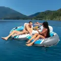Надувной круг Intex River Run 2 двухместный с баром для охлаждения напитков, голубой, 243х157 см, 56827