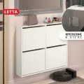 Обувница Letta Сити с вырезами 4 секции подвесная Белая гладкая 962х802(h)х170