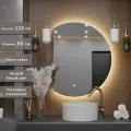 Зеркало в ванную с подсветкой настенное Alias Дафна 110*90 с тёплой LED-подсветкой обрез слева