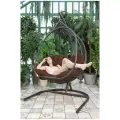 Подвесное кресло KALYMERA Гермес, садовое кресло ротанг, до 150кг, 200х80х126см, шоколадная подушка