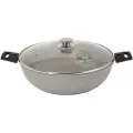 Сотейник 30см KUKMARA смс308а, алюминий, антипригарное, крышка стекло, светлый мрамор