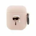 Чехол с карабином Karl Lagerfeld Silicone case NFT 3D Karl для AirPods 1/2, цвет Розовый (KLA2RUNIKP)