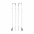 Серьги цепочки Diamant online, серебро, 925 проба, родирование, аметист, длина 5.7 см, , фиолетовый