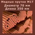 Медный пруток (медный круг). Марки М1T. Диаметр 70 мм. Длина 350 мм.
