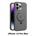 Чехол для iPhone 14 PRO MAX с MagSafe и кольцом подставкой, цвет черный матовый