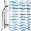 Штора для ванной комнаты VILINA тканевая с рисунком водоотталкивающая с кольцами 180х180см занавес в душевую Акварельные полосы