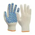 Рабочие хозяйственные перчатки Фабрика перчаток из хб материала с прорезиненным ПВХ покрытием на ладонях и резинкой для надежной защиты рук 10 класс, 4 нити, белые, М, 100 пар