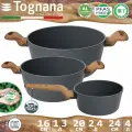 Набор Tognana T-care ковш 16 см 1.3 л, кастрюля 20 см 2.4 л, 24 см 4 л