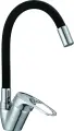 Смеситель для кухни D-lin D150628-1C с гибким изливом, с поворотным изливом, хром, черный, матовый, глянцевый, однорычажный, с керамическим картриджем