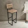 Стул барный металлический кухонный со спинкой (бежевый велюр)