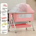 Кроватка Техноидеал, для новорожденных, маятниковая, съемные боковины, светло-розовая, 92x55x81 см