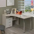 Стол компьютерный Мэрдэс СР-132С-140 КБЕ-ЛЕВ Карамель/Белый, угловой, 101 х 140 х 75 см, с ящиками