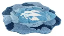 Мягкий коврик для ванной комнаты синий и голубой 70х70 см, Fleur