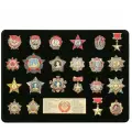 Ордена СССР в настольном планшете, 22 муляжа
