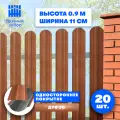 Штакетник металлический Классик (односторонний окрас Принтек - Дуб 3D, высота 0.9 м, ширина планки 10 см, 20 шт, саморезы в комплекте)