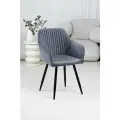 Кресло лофт Grande, цвет серый, полоса, черные ножки, велюр