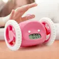 Будильник убегающий на колесах Clocky с LED подсветкой. Электронный робот для взрослых и детей, розовый, 13.5*9 см