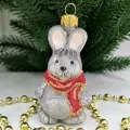 Irena-Co елочная игрушка, стекло Зайчик в шарфике (Символ года 2023) (9х5х5см)
