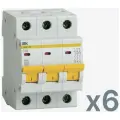 Автоматический выключатель IEK ВА47-29 3Р 10А 4,5кА С 6шт