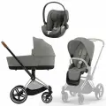 Модульная коляска Cybex Priam IV 3в1 grey(серый)+шасси-Chromebrown (коричневый хром)люлька, прогулочный блок, до 4 лет